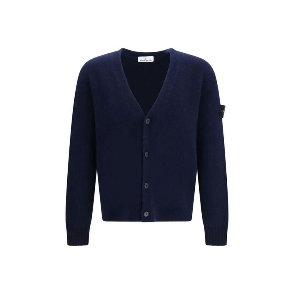 Stone Island Blue Alpaca Vicugna Pacos Men's Cardigan